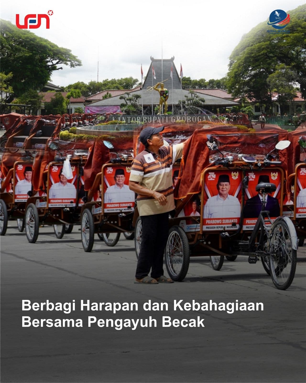 Penyerahan 100 unit becak listrik PT Eltran Indonesia di Pendopo Kabupaten Grobogan